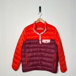 Eddie Bauer Red and Purple Color Block Puffer Jacket
